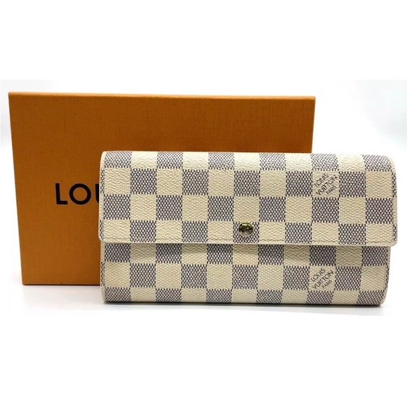 Auth Louis Vuitton Damier Azur Portefeuille Sarah long wallet in box - Picture 1 of 16